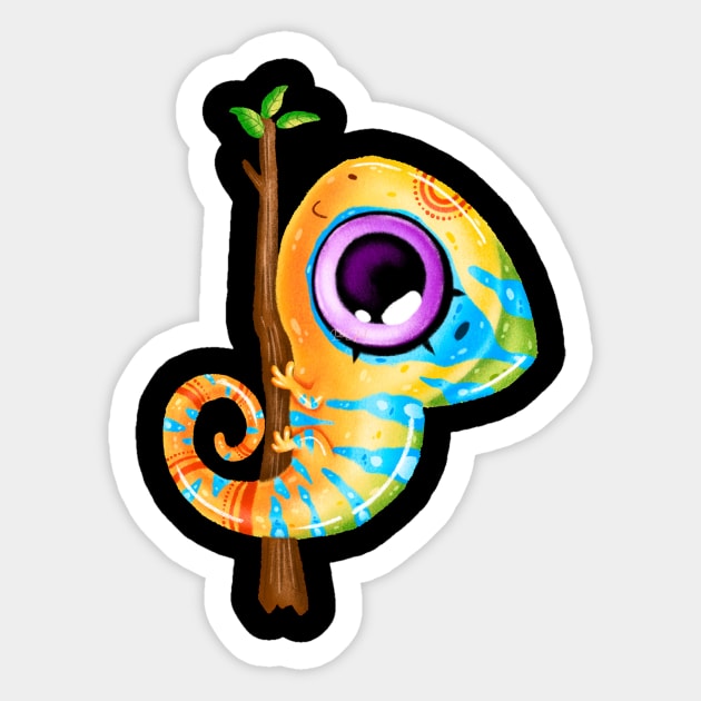 Lizard big eyes Sticker by LuluCybril